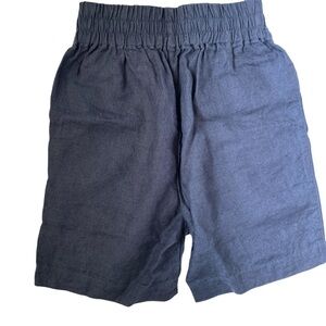 notPERFECTLINEN Dark Gray Blue 6” High Rise Linen Shorts
